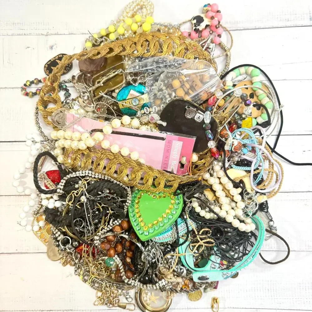 3.75lb CRAFT Jewelry Lot Mixed Vintage Modern Costume Harvesting Rework Crafters